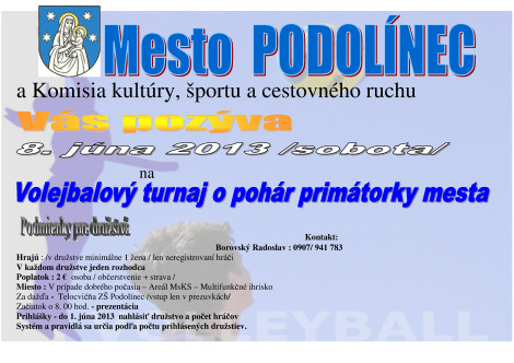 Volejbalový turnaj o pohár primátorky mesta