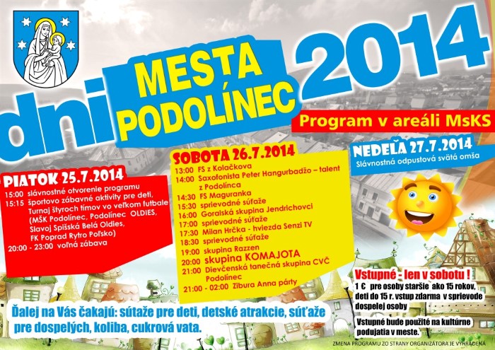 Dni mesta Podolínec 2014 - pozvánka