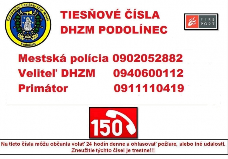 Tiesňové čísla DHZM z textu 