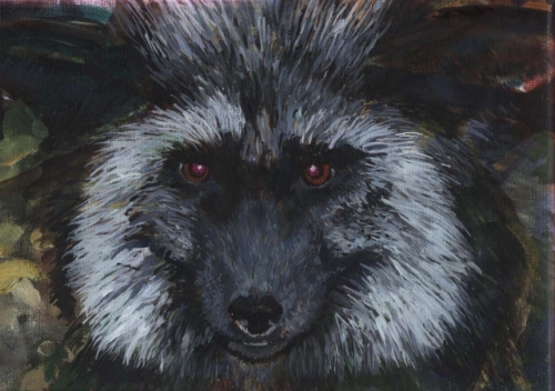 domestikovaná líška 1, 20x30, olej na plátne, Mgr. art. Kamil Kozub