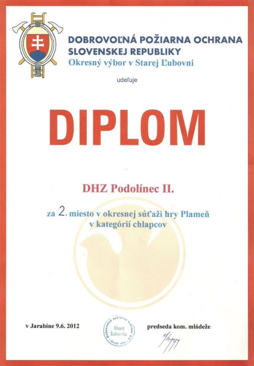 Súťaž mladých požiarnikov PLAMEŇ - Jarabina 2012