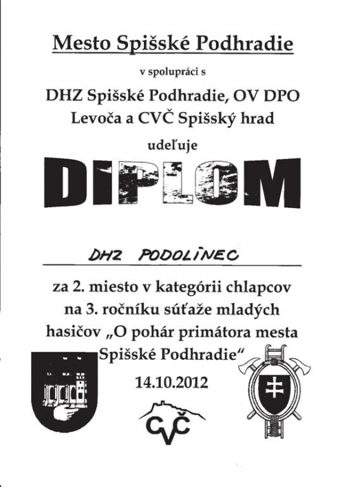 DIPLOM - Súťaž mladých hasičov - Plameň 02