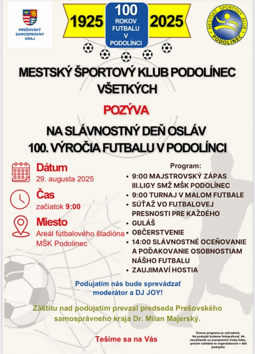 100 rokov futbalu v Podolínci