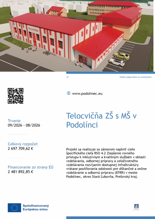Telocvičňa ZŠ s MŠ v Podolínci
