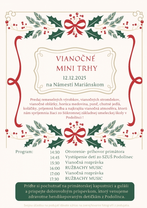 Vianočné mini trhy v Podolínci